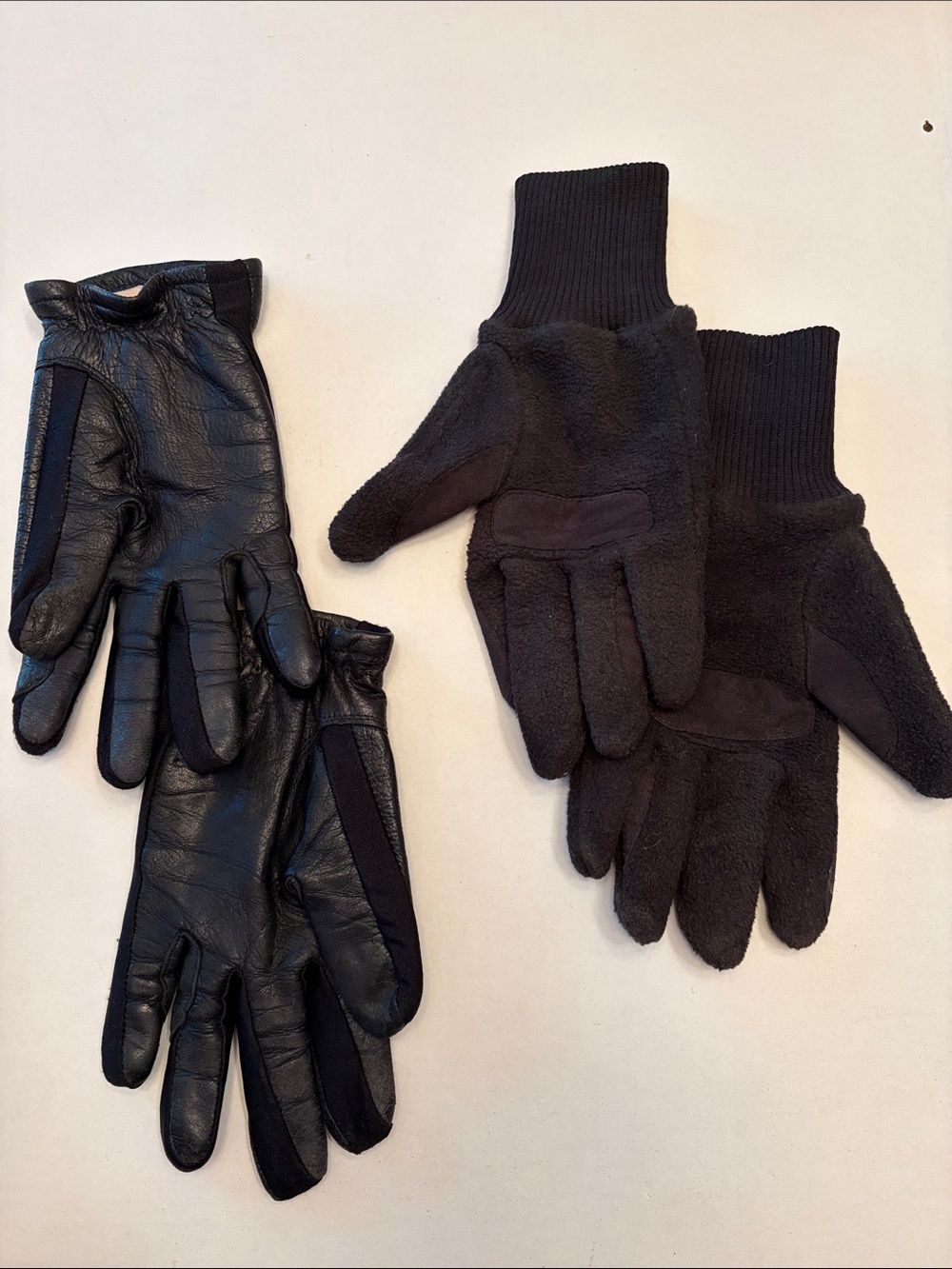 Women’s Black Deer Skin Leather and Fleece Winter Gloves - Pair Horseback riding